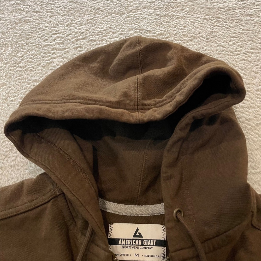 American Giant Heavyweight Hoodie Mens Medium Brown Cotton Full Zip Made in USA - Picture 3 of 10
